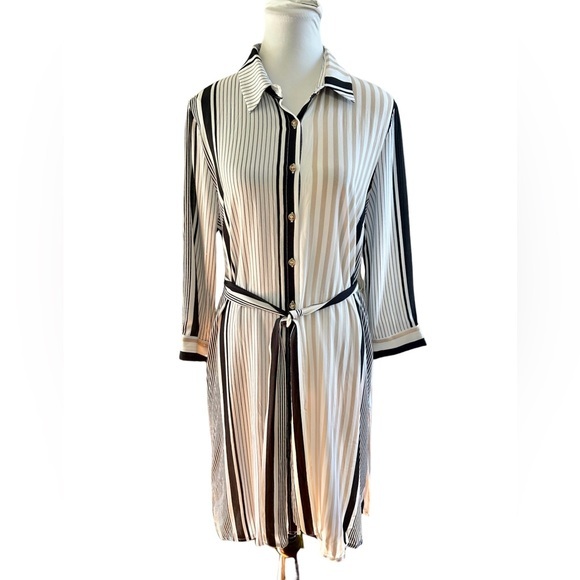 Picadilly Fashion Tops - NWT Picadilly Nautical Tunic/Dress - Size 6 - White, Beige, Navy Stripes